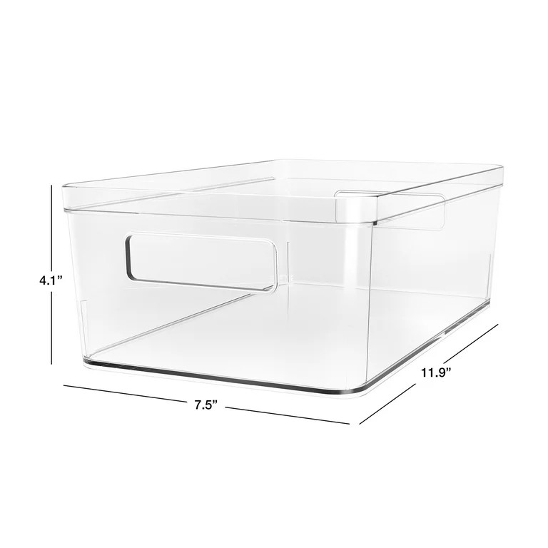 Mainstays Large Clear Plastic Pantry Storage Organizer Bin, Kitchen Cabinet, Fridge and Shelf Sto... | Walmart (US)