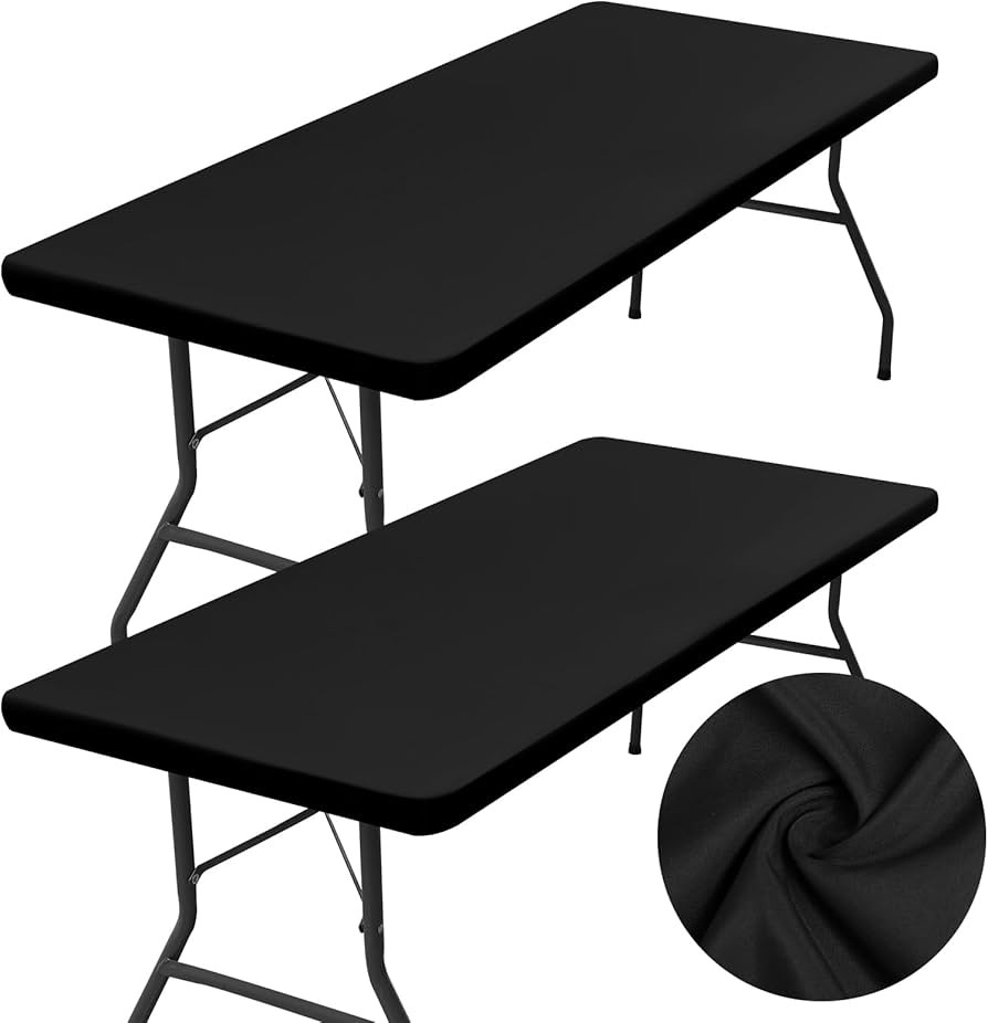 homing 2 Pack Rectangle Table Cloth, Elastic Fitted Fabric Tablecloth Fits for 6 Foot Folding Tab... | Amazon (US)