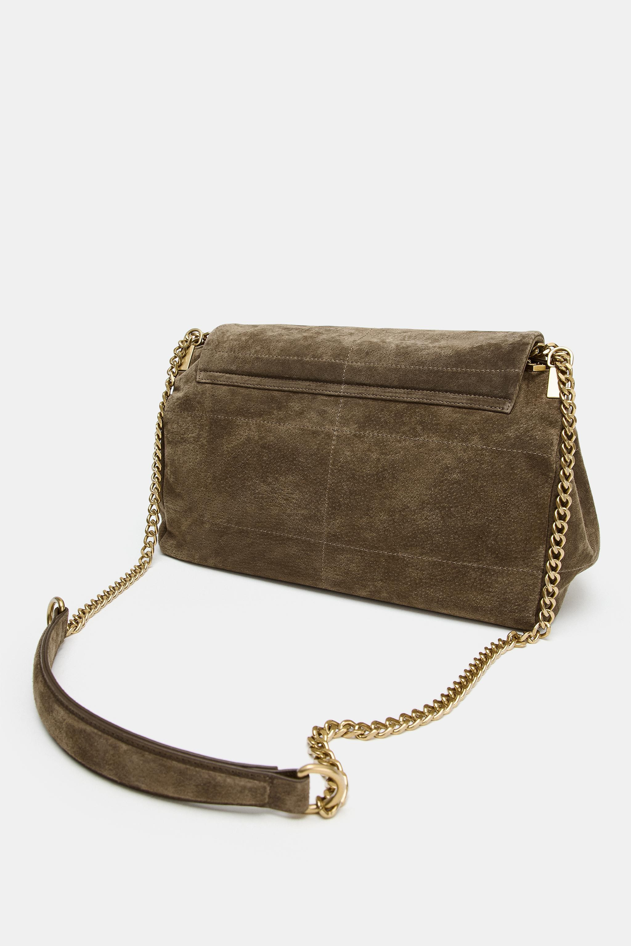 LEATHER FLAP SHOULDER BAG | Zara US