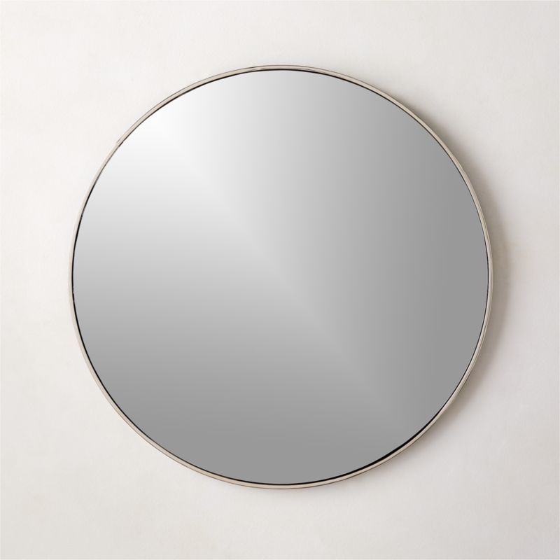Rafe Round Polished Nickel Shagreen Wall Mirror 24" | CB2 | CB2