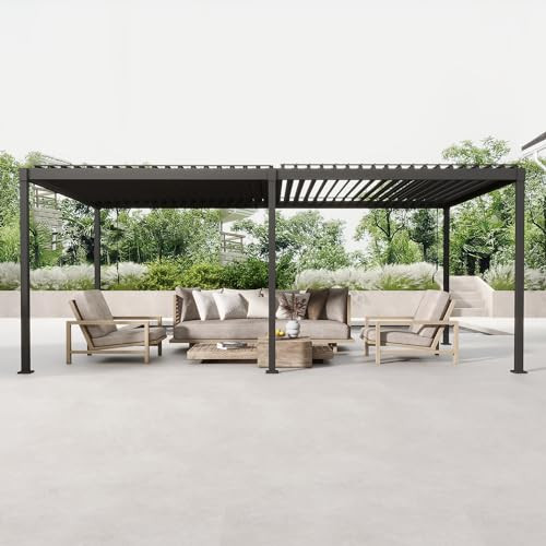 MIRADOR 80S Louvered Pergola 10' x 20', Modern Style with Adjustable Louvers and Integrated Drain... | Amazon (US)