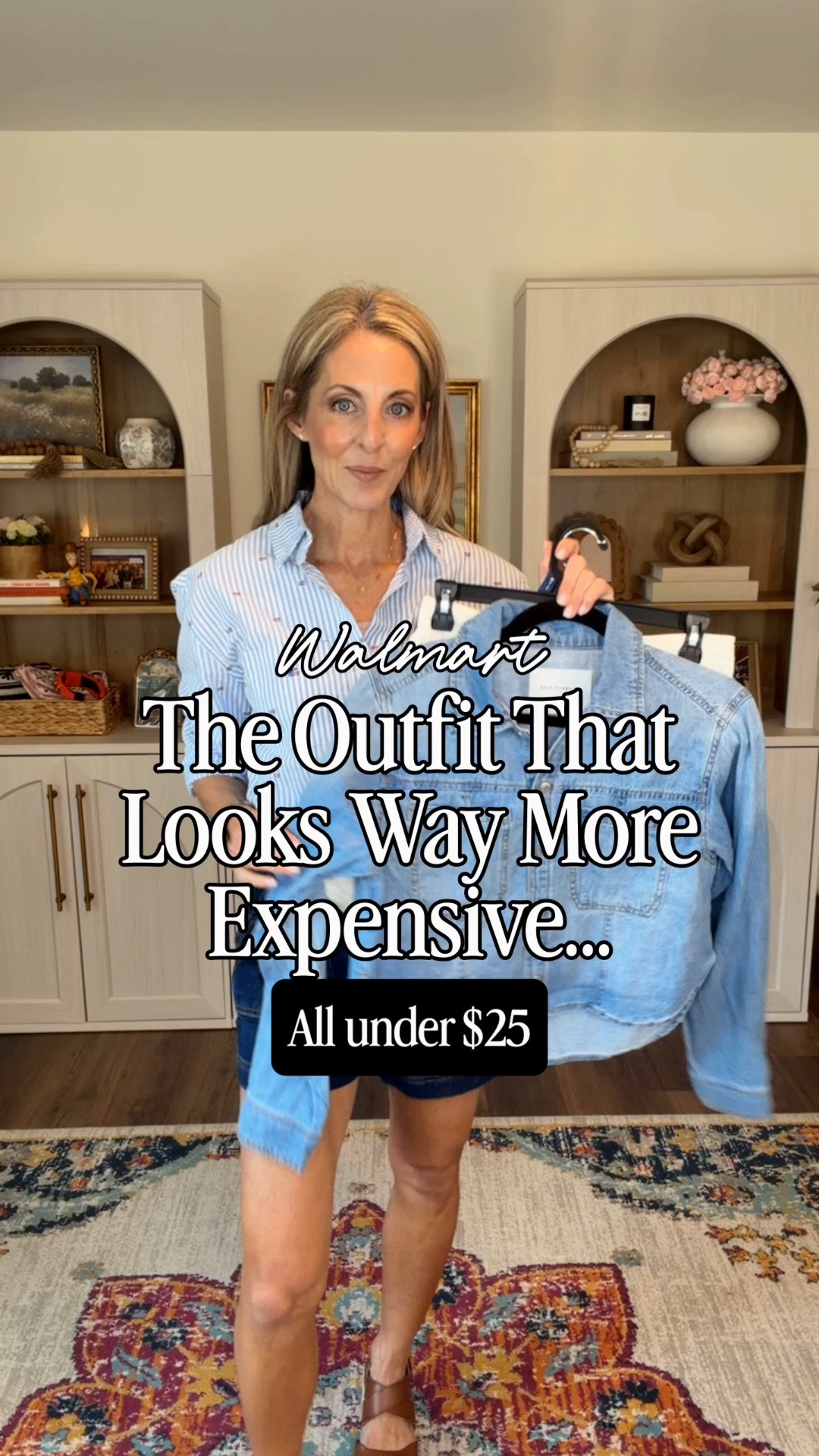 Follow + Comment WALMART and I’ll send you the links.  Walmart is making it really hard to spend a fortune on clothes these days. 

This denim top is just $22, the shorts are $14, and together they create the perfect easy summer outfit.

Classic, comfortable, and under $40 for the entire look.

Walmart fashion, Walmart outfit, affordable summer outfit, denim shirt outfit, white shorts outfit, casual summer style, budget fashion finds, Walmart new arrivals, summer capsule wardrobe, everyday summer outfit, over 40 fashion, classic style.