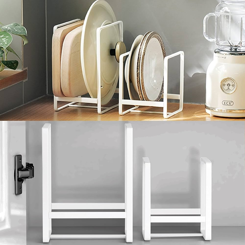 4PCS Plate Holders Organizer, Metal Dish Storage Dying Display Rack for Cabinet, Counter and Cupb... | Amazon (US)