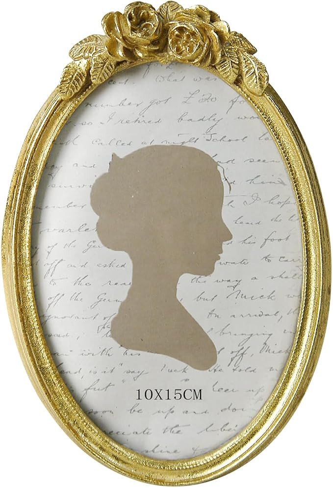 Sunlit Vintage Picture Frame 4x6 Inch, Oval Antique Photo Frames with Glass Front, Luxury Photo D... | Amazon (US)