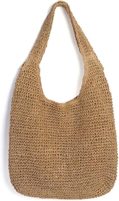 Ayliss Women Straw Woven Summer Beach Bag Tote Shoulder Handmade Weaving Handbag | Amazon (US)