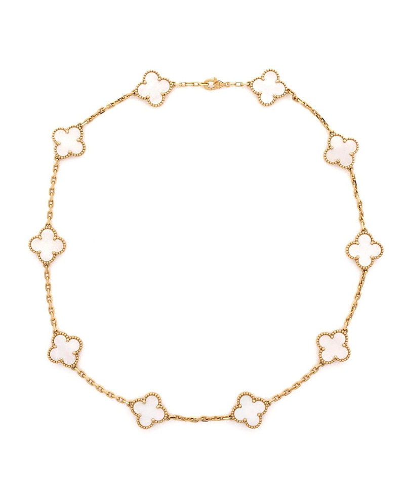Pre-Owned Van Cleef & Arpels Vintage Alhambra 10 Motifs Necklace 18K Gold and Mother of Pearl, 16.75 | Bloomingdale's (US)