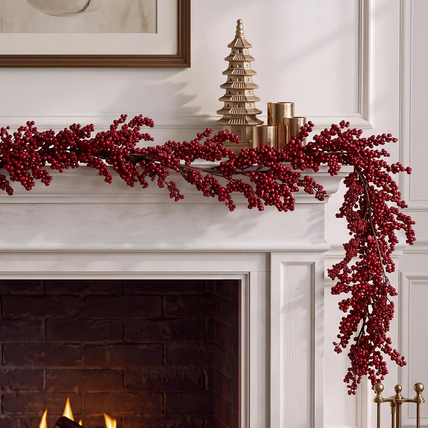 Fuutreo 6ft Burgundy Artificial Berry Garland Red Christmas Vine | Amazon (US)