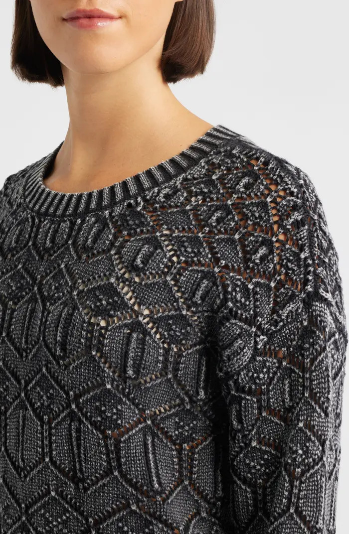 Distressed Wash Openwork Sweater | Nordstrom