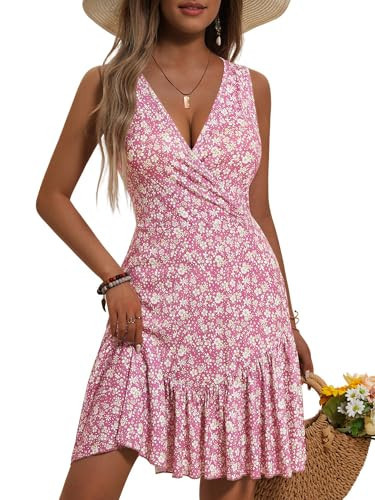 FENSACE Plus Size Spring Dresses Easter Country Cute Wedding Guest Dresses(Pink White Floral-41,X-Large) | Amazon (US)