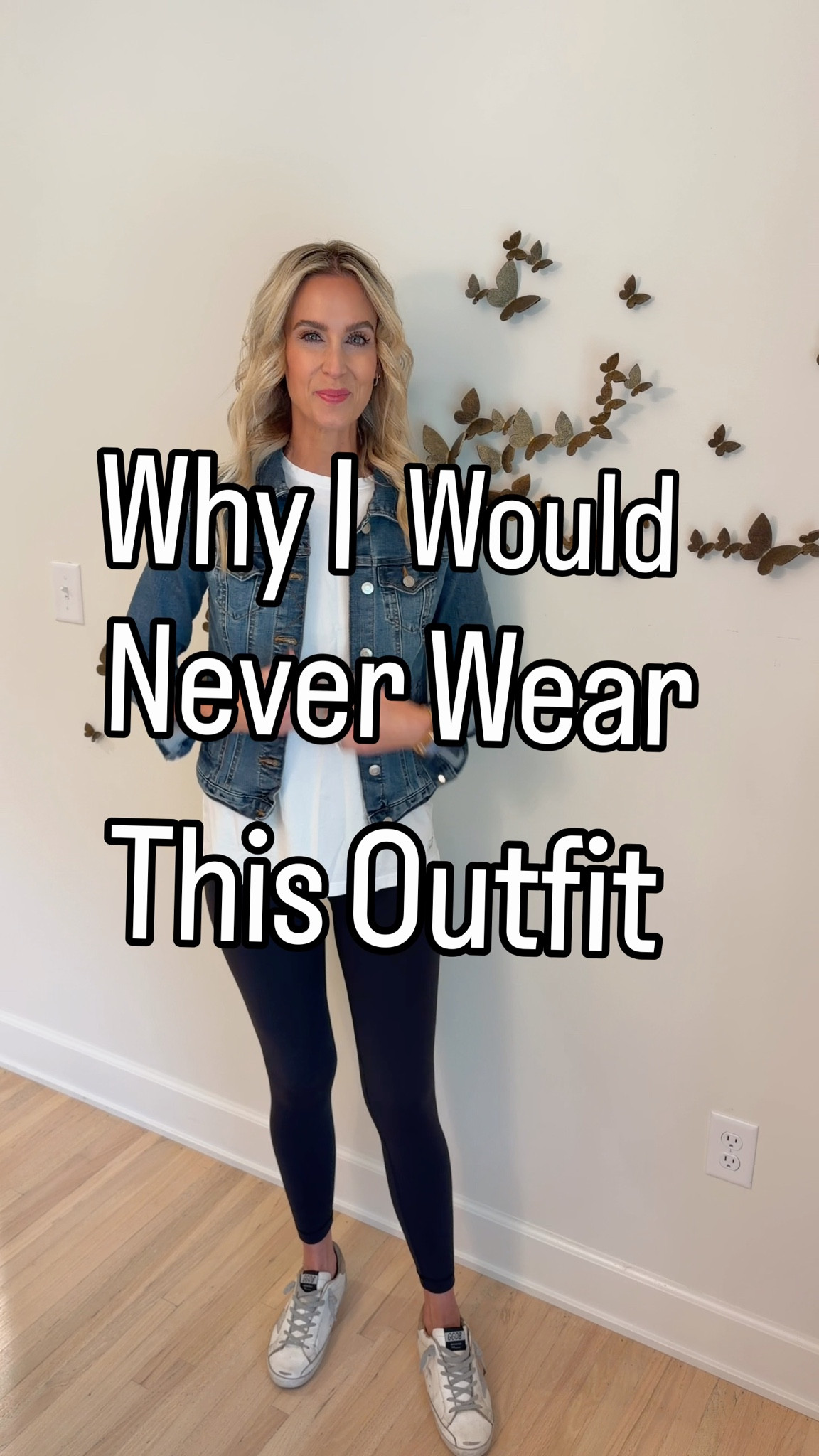 How to easily update your leggings and denim jacket outfit for 2025! 
