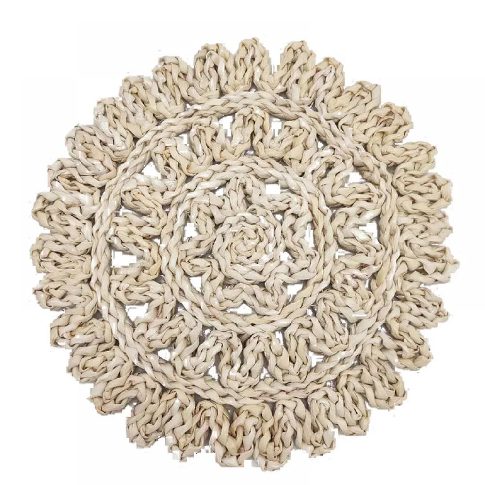 Natural Straw Woven Placemat, Corn Husk Flower Mat, 38cm Heat Insulation Non-Slip Placemat | Walmart (US)