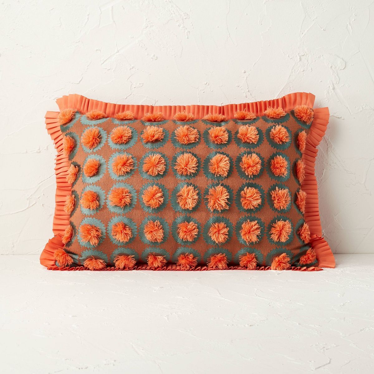Oblong Jungalow Fringe Pom Decorative Throw Pillow Orange Coral - Opalhouse™ designed with Jung... | Target
