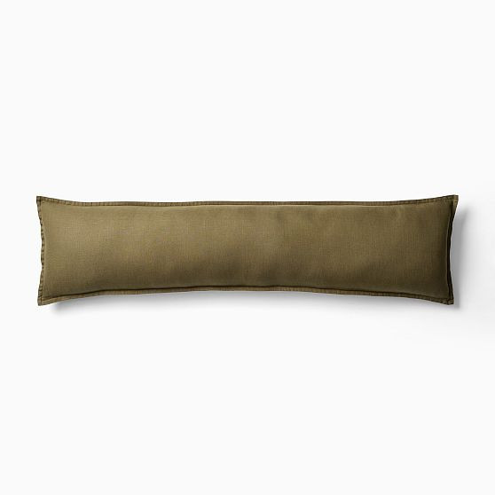 European Flax Linen Pillow Cover, Dark Olive, 12x46 | West Elm (US)