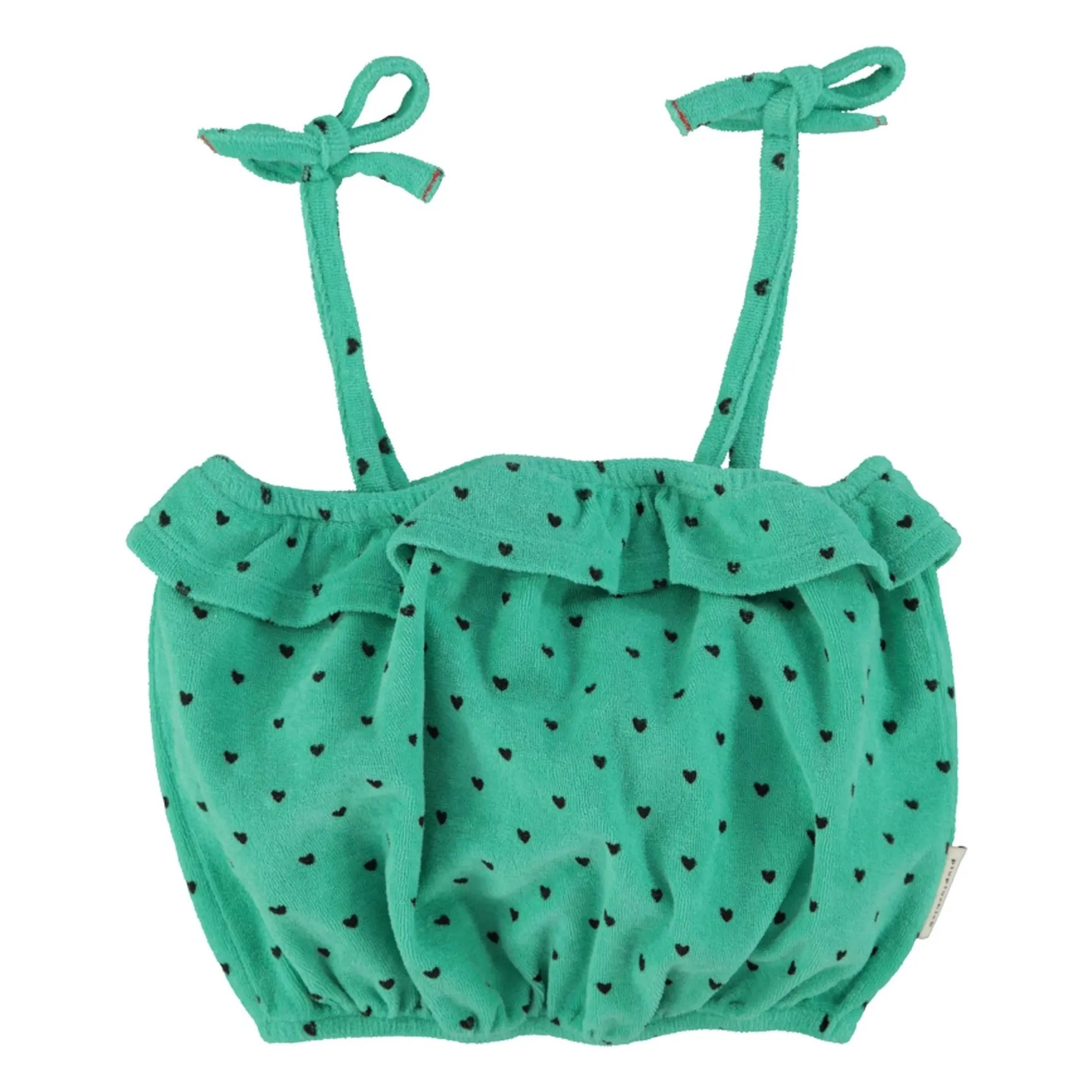 Organic cotton terry heart strap top | Green | Smallable