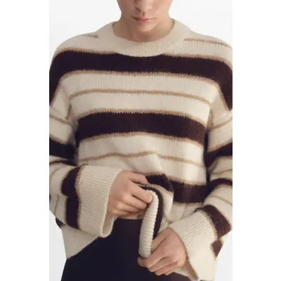 MANGO Nuevayol Stripe Sweater in Ecru at Nordstrom, Size Large | Nordstrom