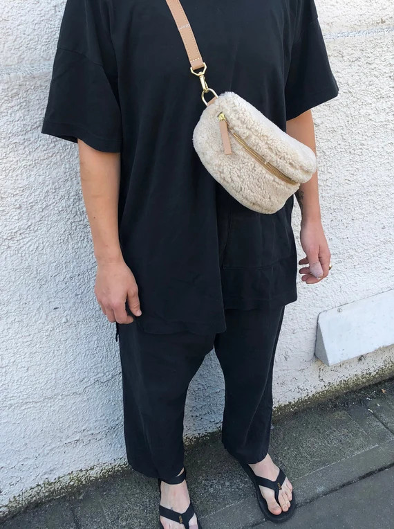 Beige Shearling Bum Bag  Fanny Pack | Etsy | Etsy (US)