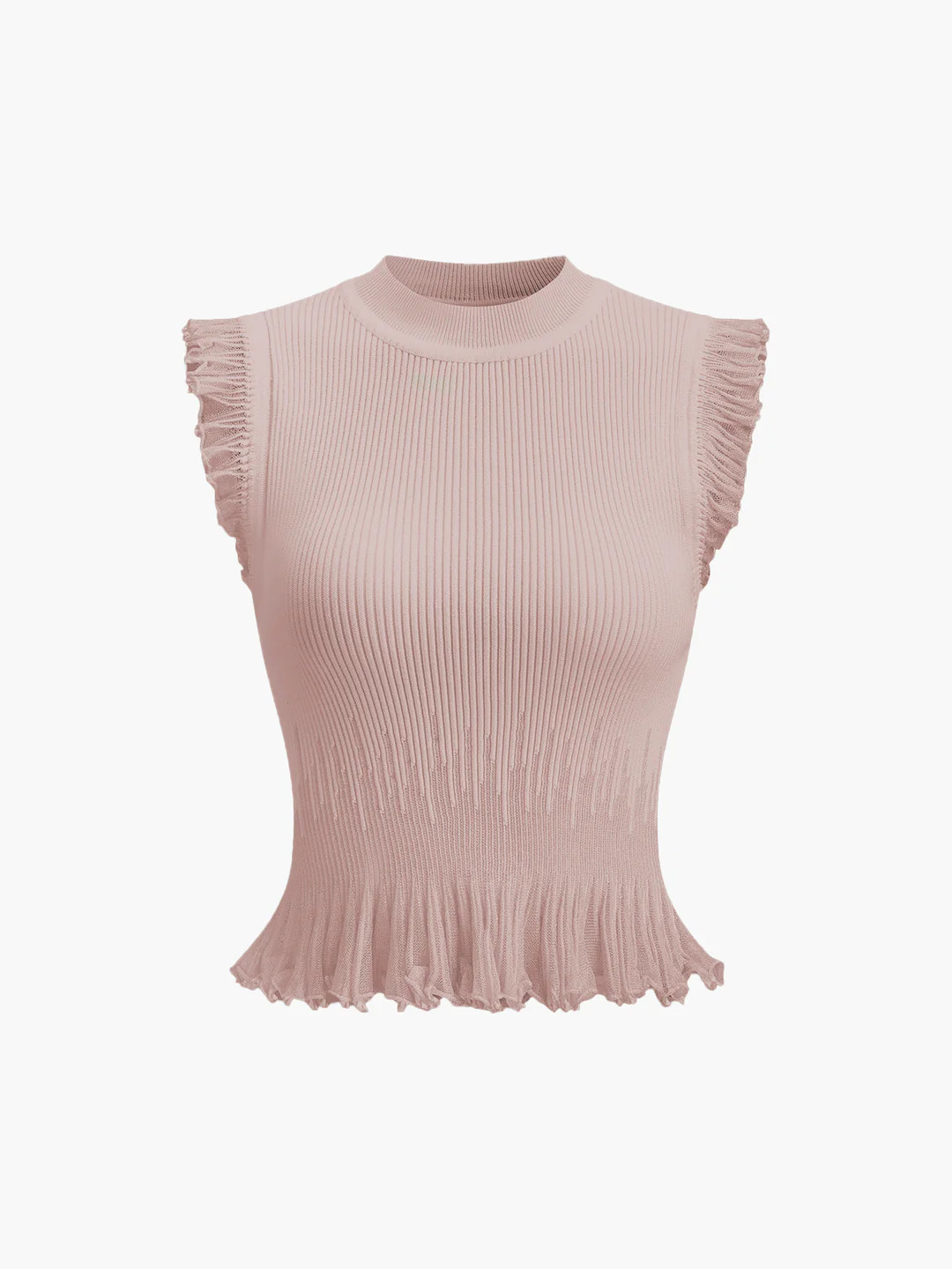 Ribbed Knit Ruffle Top | Commense