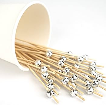 100 Pcs Cocktail Picks, Disco Ball Decorative Toothpicks for Appetizers, Silver Cocktail Skewers ... | Amazon (US)