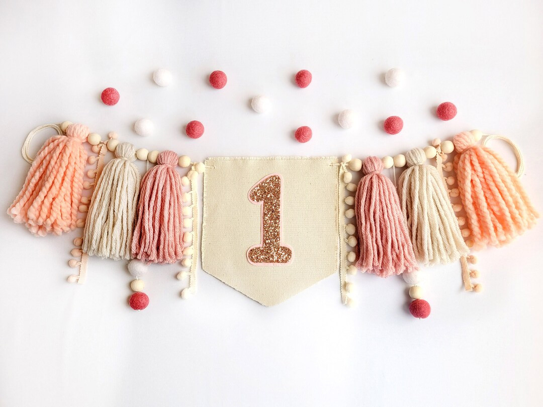 Blush 1st birthday girl high chair banner - Shades of pink cake smash garland | Etsy (US)