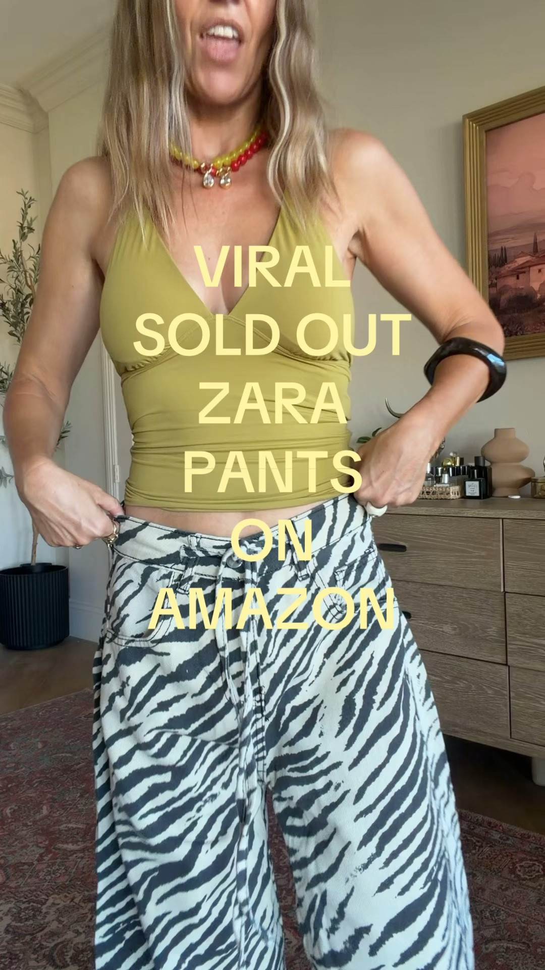 Viral sold out Zebra pants from Zara 
Wearing size small 
Amazon fashion finds

#LTKgrwm #LTKootd #LTKSaleAlert
