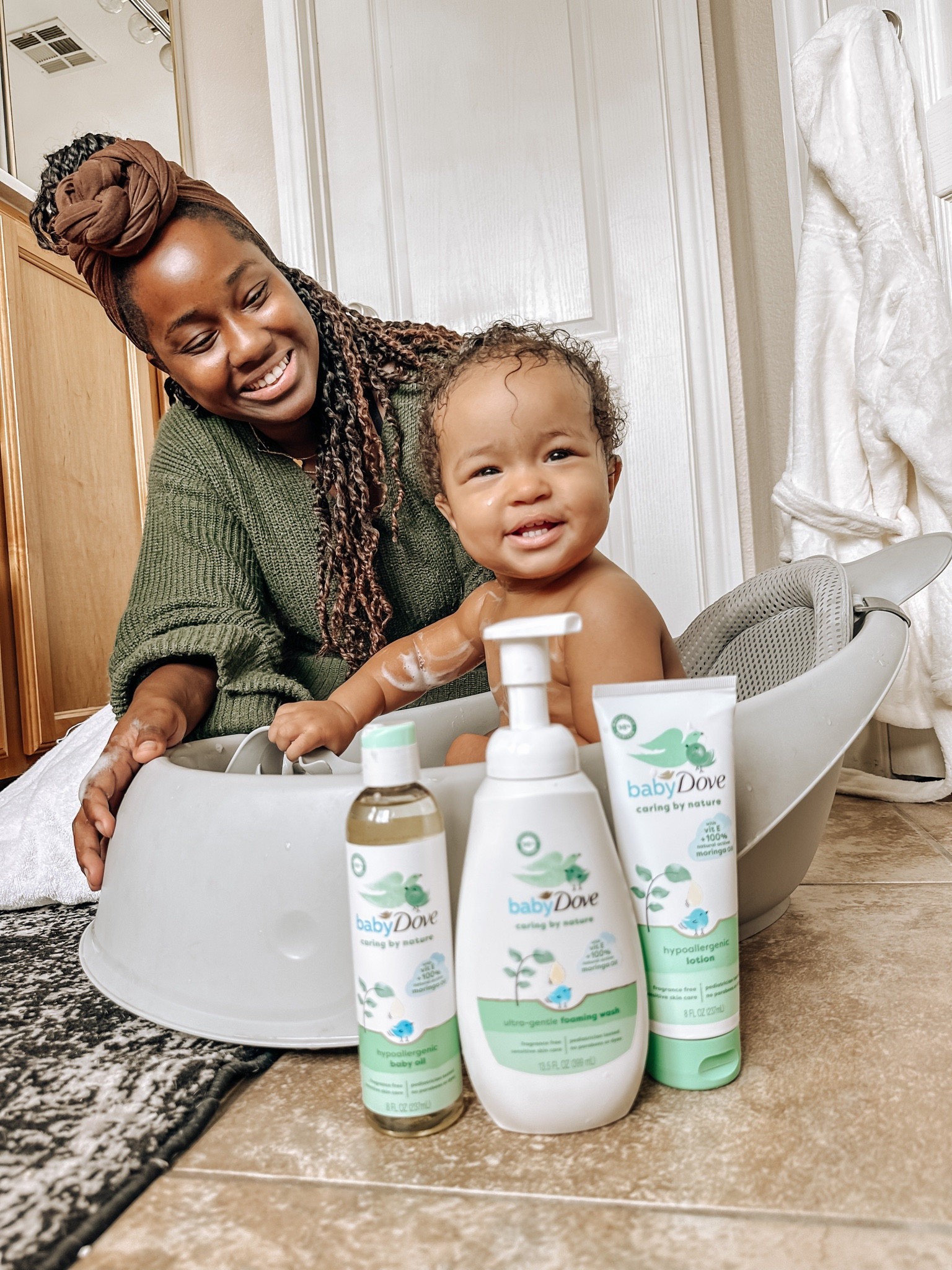 #AD Bath time is Omi’s favorite part of the day and having products that are great for her skin is so important. Introducing the new #BabyCare line #CaringbyNature from @babydovecare
This new line is launching exclusively at @Target and includes an Ultra Gentle Instant Foaming Wash, Hypoallergenic Lotion, and a Hypoallergenic Baby Oil. 🌳 

With 100% biodegradable ingredients and 100% Natural Moringa Oil, this new line is not only protecting your baby’s skin from biological stressors, but also cares for our planet. 🌎 

My favorite is the Hypoallergenic Baby Oil. It really helps moisturize my daughter’s skin after a warm bath and it makes her skin so soft. 🫧 

So head to #Target and check out the new Caring by Nature baby care line from @babydovecare 🌱 

#TargetPartner #Maternity



#LTKbump #LTKkids #LTKbaby
