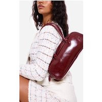 Burgundy Patent PU Baguette Shoulder Bag | PrettyLittleThing US