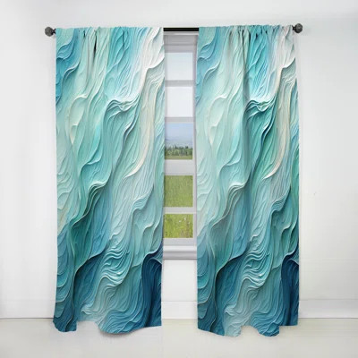 Aqua Blue And White Serenity Swirl I - Modern Curtain - Velvet Room Darkening - 1 Panel | Wayfair North America