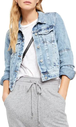 Free People Rumors Crop Denim Trucker Jacket | Nordstrom | Nordstrom
