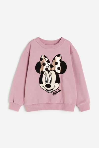 Printed Sweatshirt - Dusty rose/Minnie Mouse - Kids | H&M US | H&M (US + CA)