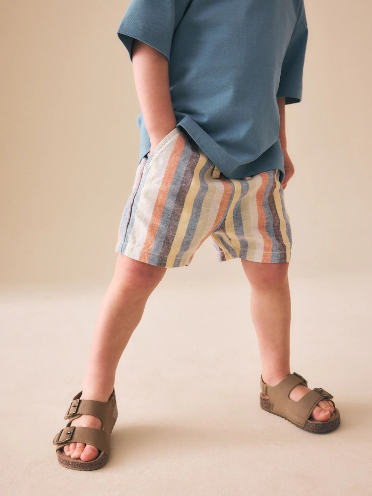 Multi Stripe Linen Blend Pull On Shorts (3mths-7yrs) | Next US