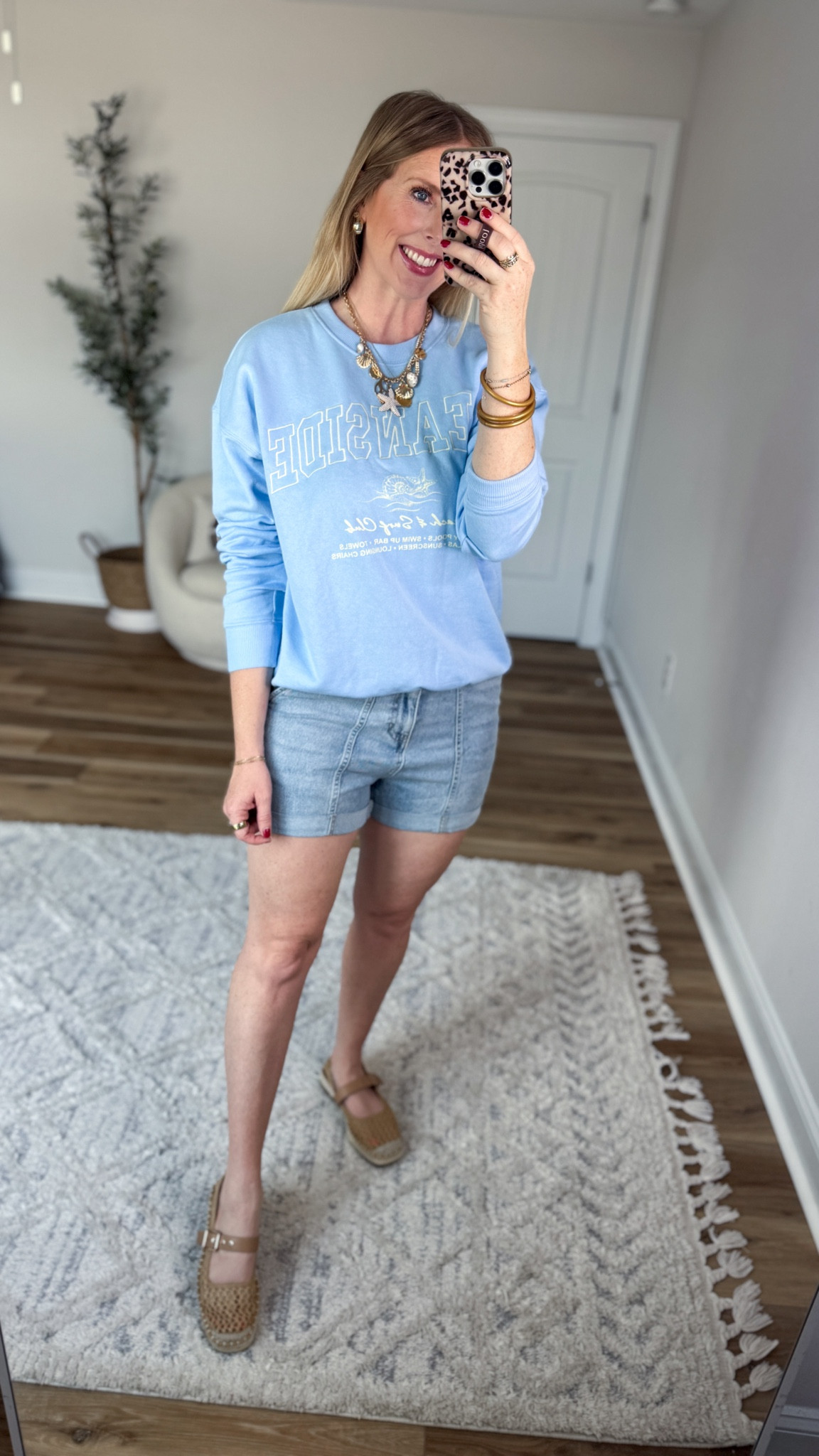 Daily try on, Walmart outfit, Walmart fashion, Walmart try on, graphic sweatshirt, jean shorts 

#LTKgrwm #LTKootd #LTKmomlife