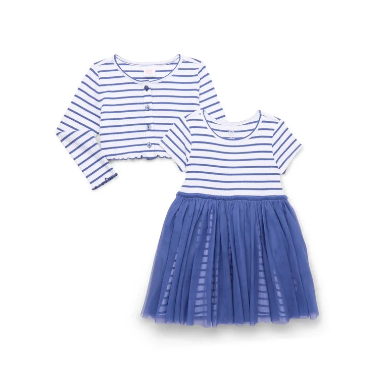 Wonder Nation Toddler Girls Tutu Dress and Cardigan Set, 2-Piece, Sizes 12M-5T - Walmart.com | Walmart (US)