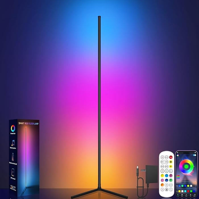 Corner Floor Lamp, RGB LED Corner Lamp with Music Sync, Smart App and Remote Control Color Changi... | Amazon (US)