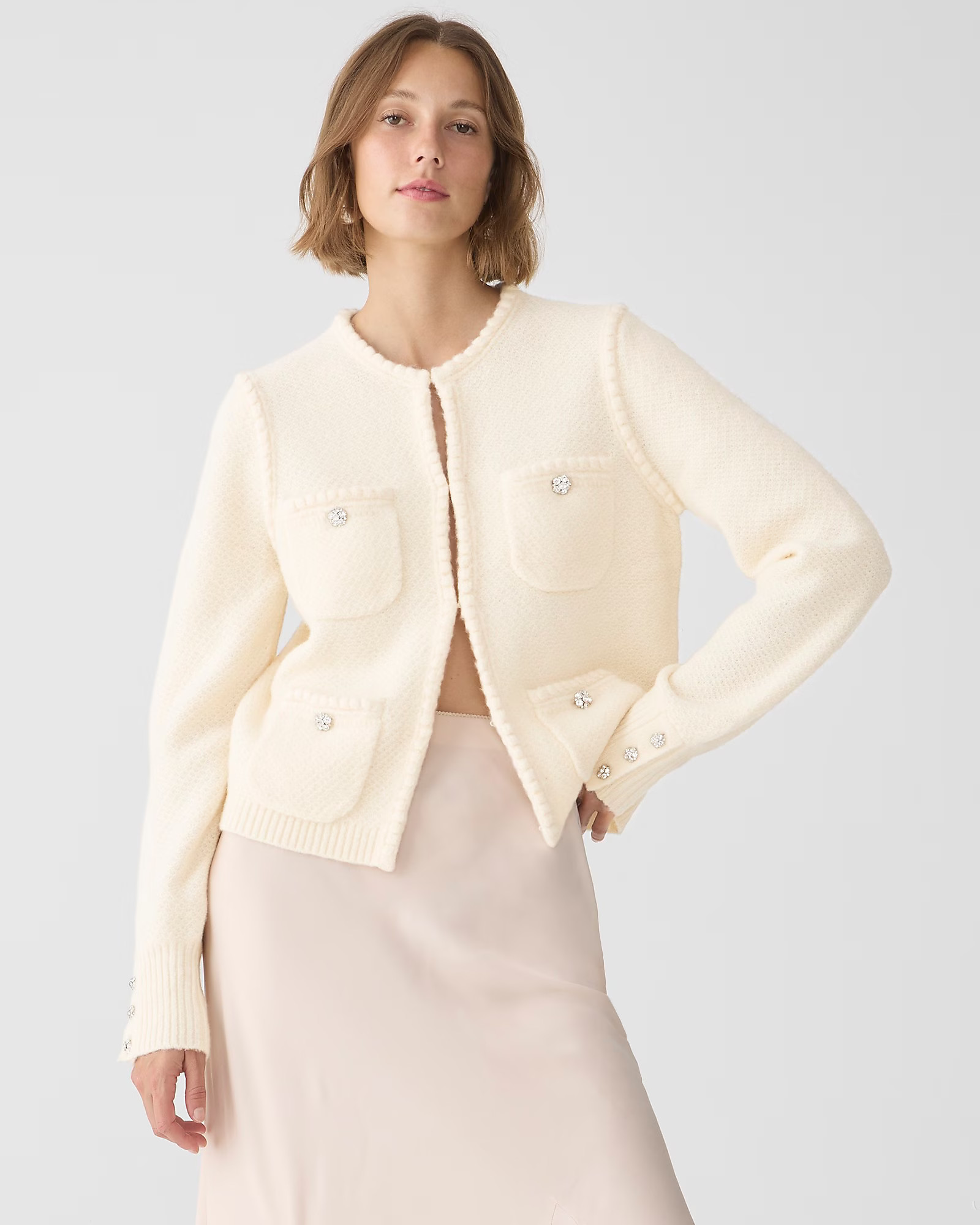 Odette sweater lady jacket with jewel buttons | J. Crew US
