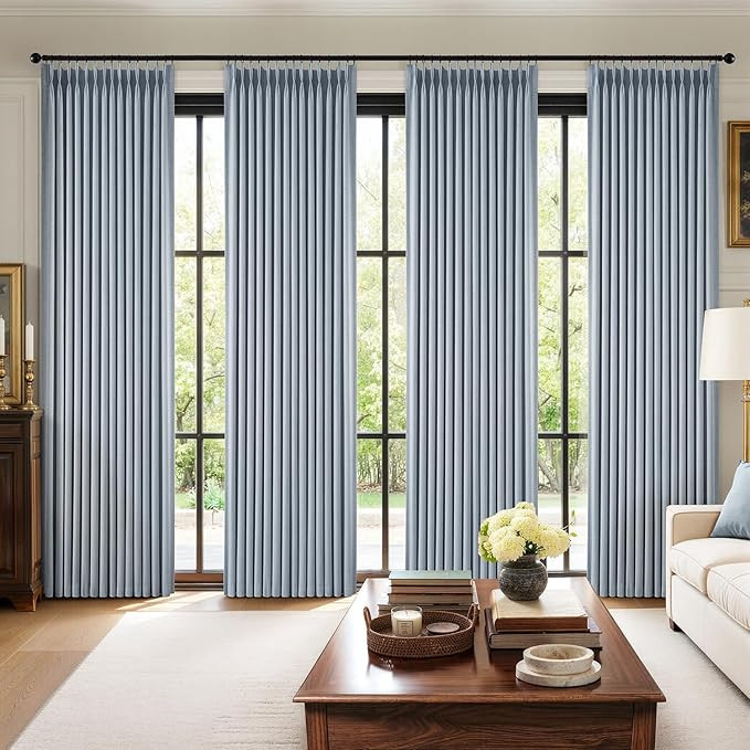 MIULEE Pinch Pleated 100% Blackout Curtains 108 Inch Long 4 Panel Set for Bedroom Thick Linen Mem... | Amazon (US)