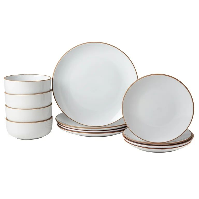 Infuse 12 Piece White Stoneware Dinnerware Set of Plates Bowls Dishes - Service for 4 - Walmart.c... | Walmart (US)