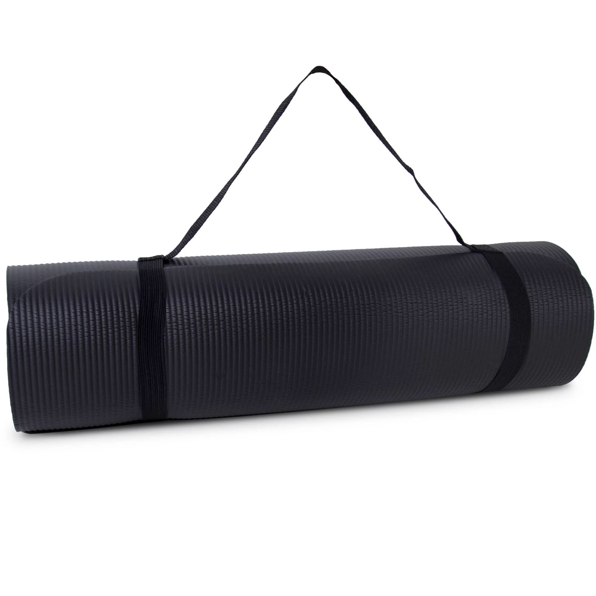 Tone Fitness NBR High Density Yoga Exercise Mat with Carry Strap, Black | Walmart (US)