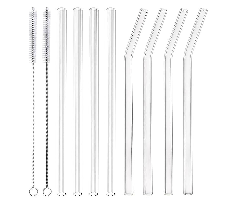 10 pieces of reusable borosilicate glass straws and brushes, measuring 7" x 8mm, including 4 stra... | Amazon (US)