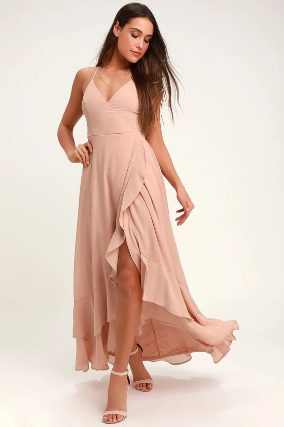 In Love Forever Nude Lace-Up High-Low Maxi Dress | Lulus (US)