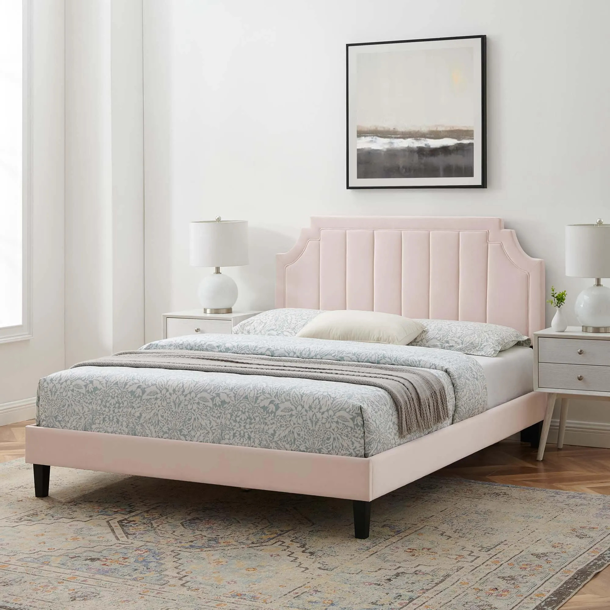 Modway Sienna Queen Platform Bed, Pink | Ashley