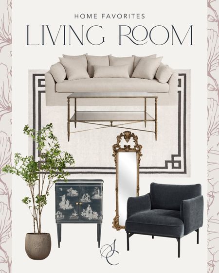 Elevated European inspired living room design

#livingroomdecor

ivory bench sofa, border rug, accent chair, faux tree, cabinet, ornate wall mirror, coffee table

#LTKsalealert #LTKstyletip #LTKhome