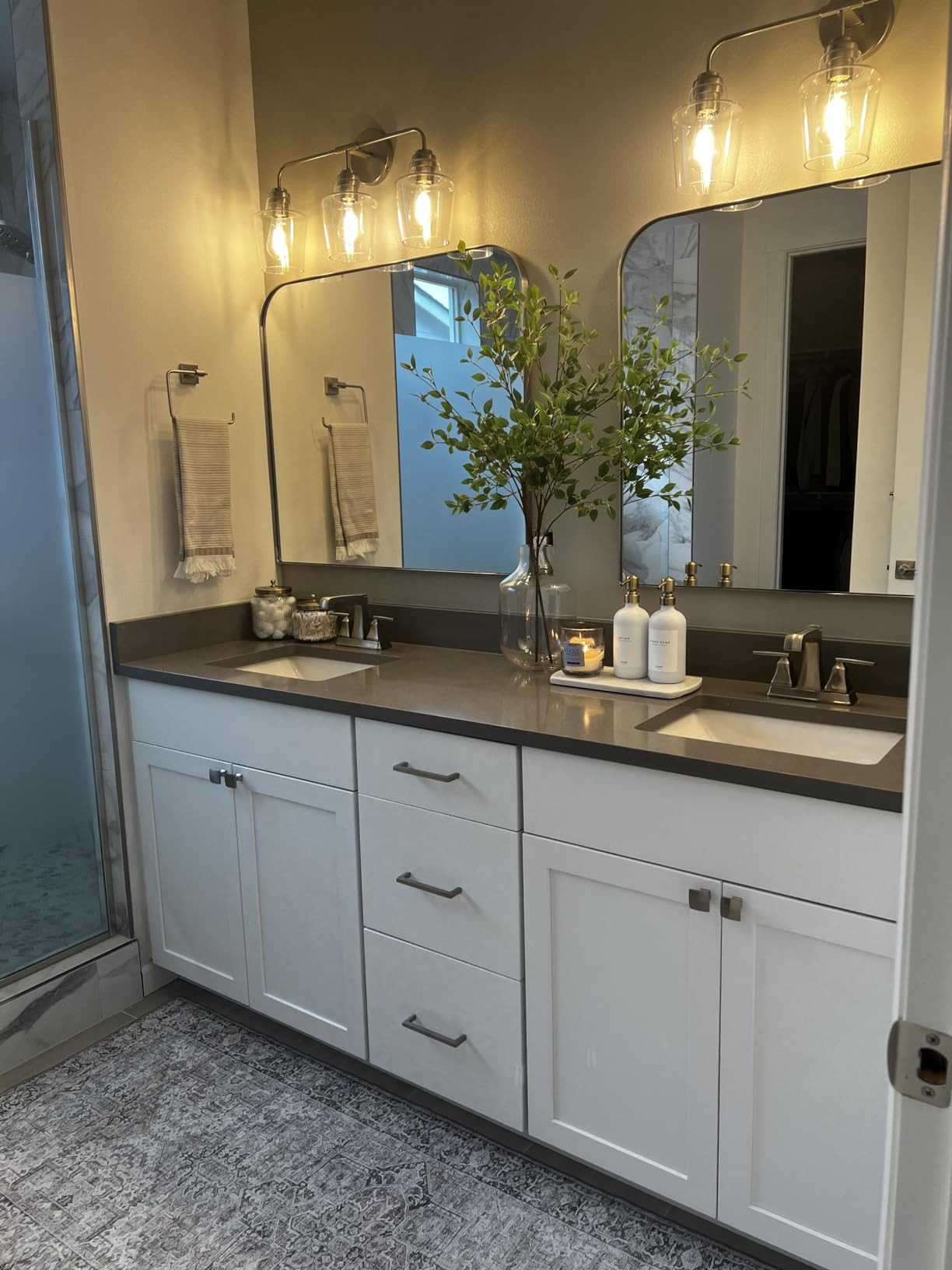 32x40'' Large Black Arched Mantel Mirror Arch Rounded Corner Mirror for Bathroom, Living Room or ... | Amazon (US)