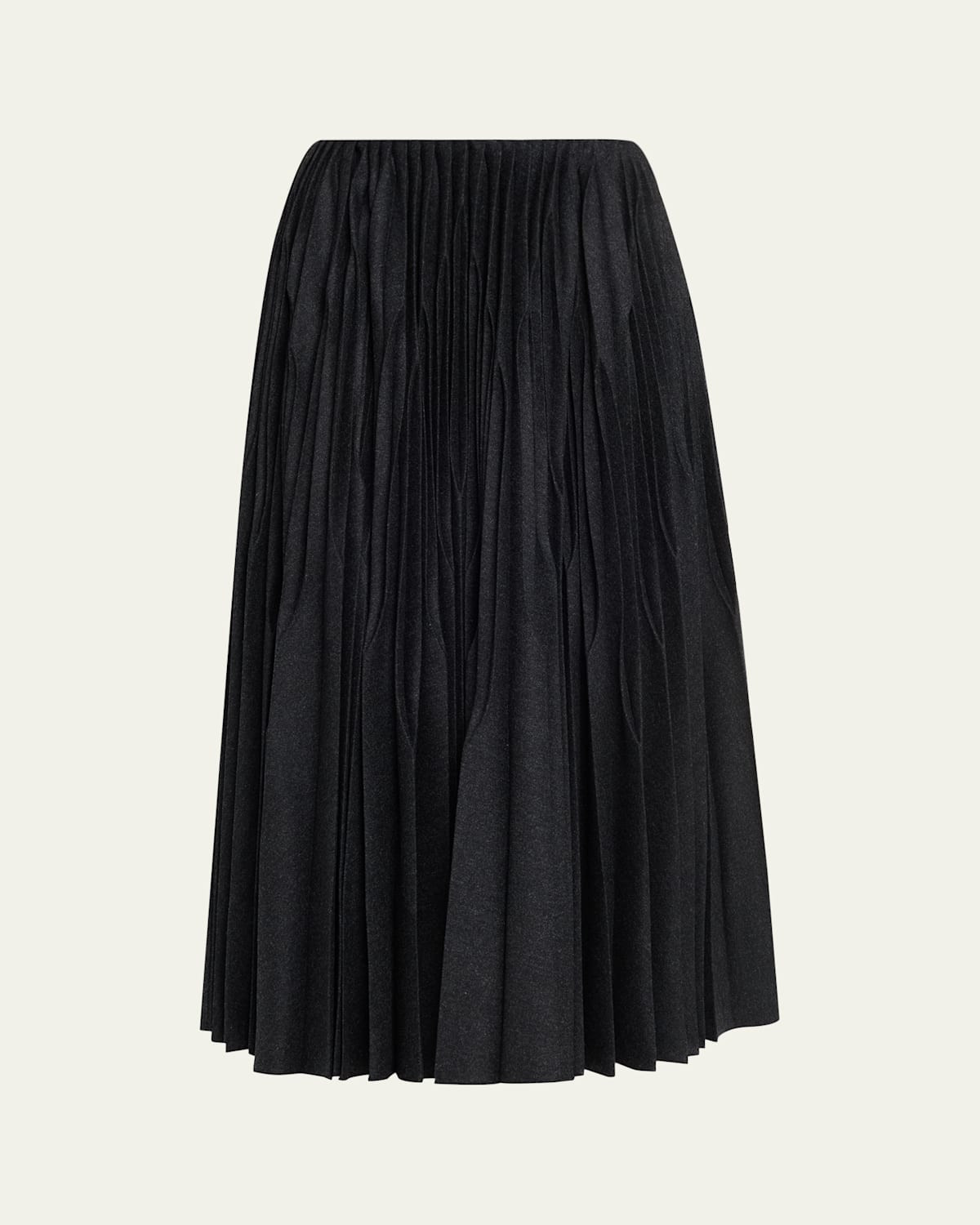Pleated Merino Flannel Midi Skirt | Bergdorf Goodman