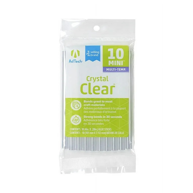 AdTech Crystal Clear Mini Size Hot Glue Gun Sticks, 10 Sticks | Walmart (US)