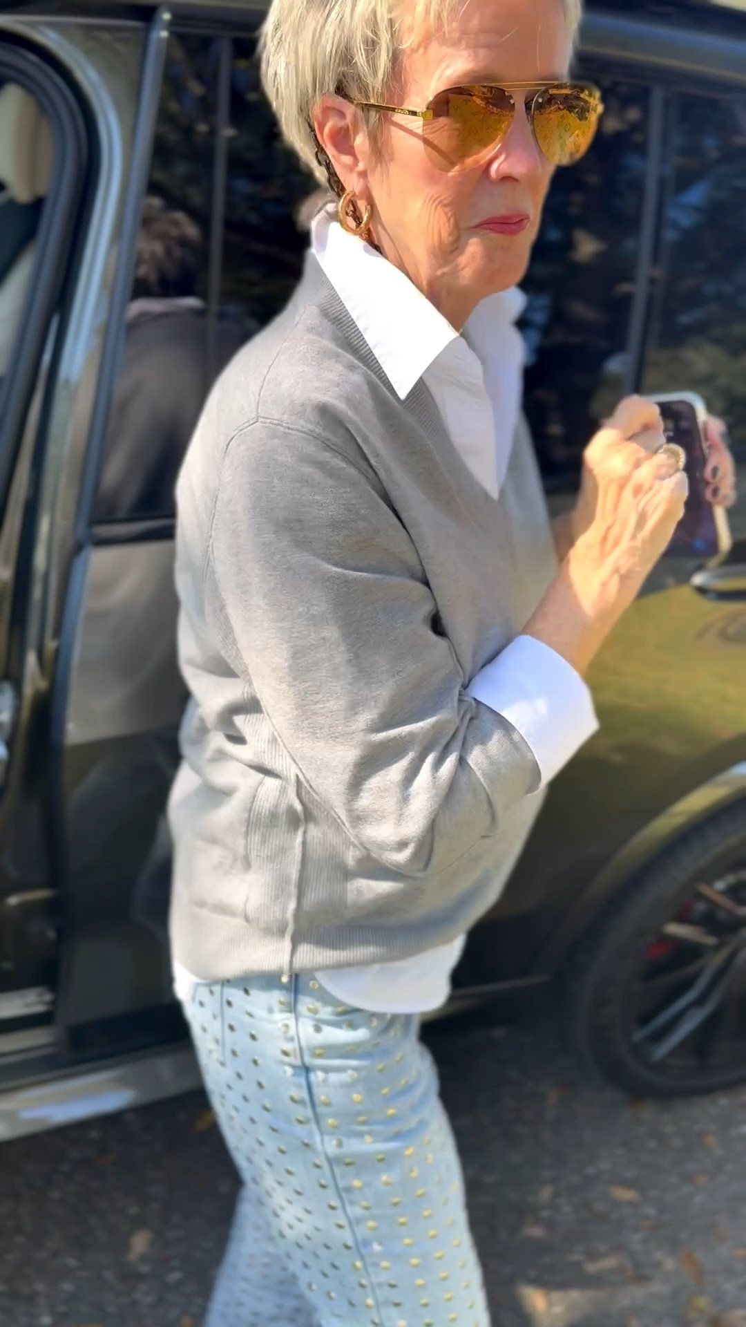 silver studded denim 