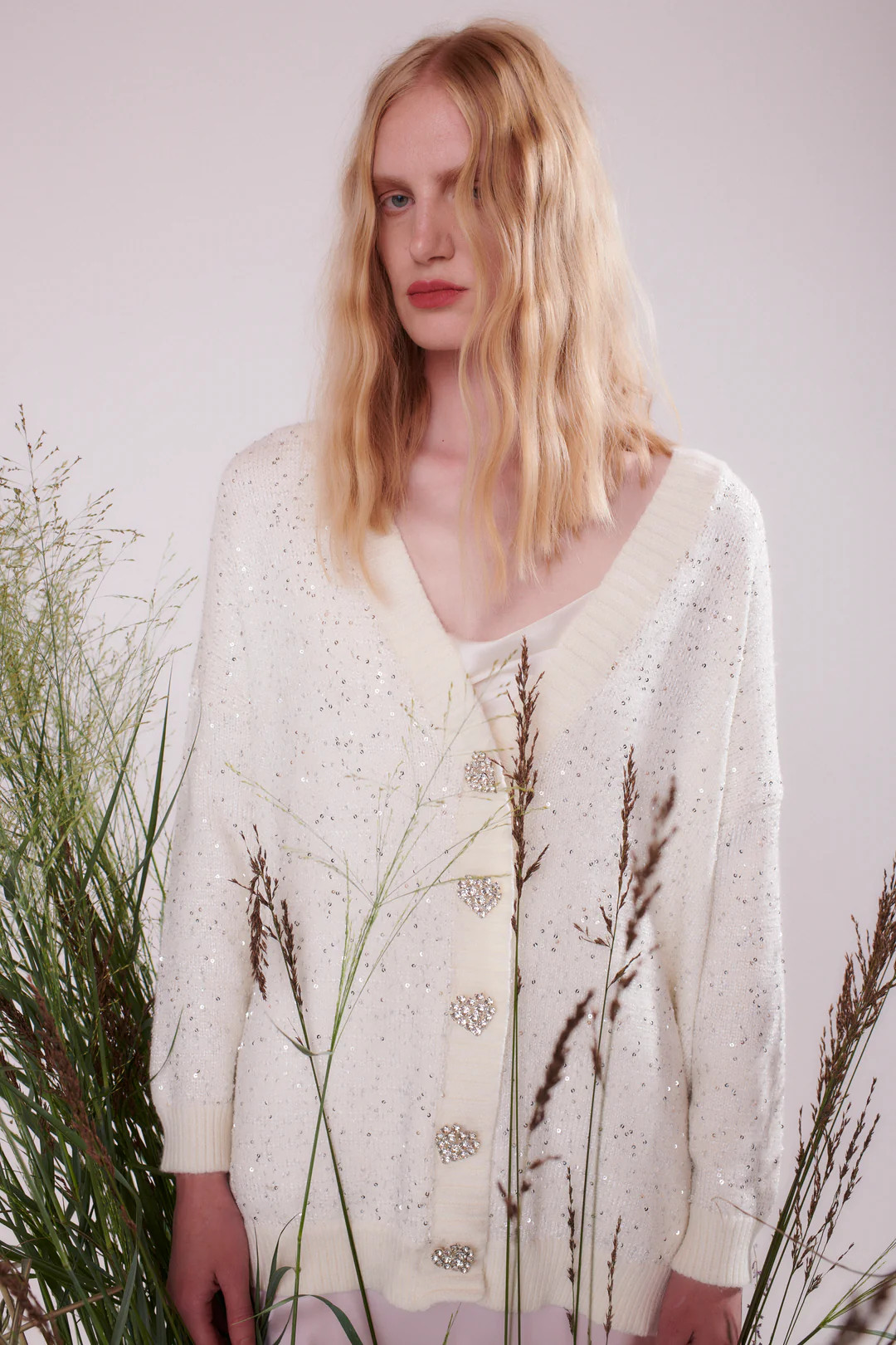 Mika White Sequin Cardigan | Olivia Rubin