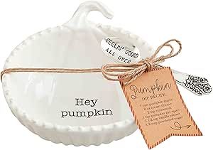 Mud Pie Thanksgiving Tidbit Set, bowl 4 3/4" x 4 1/2" | utensil 3 1/2", Pumpkin | Amazon (US)