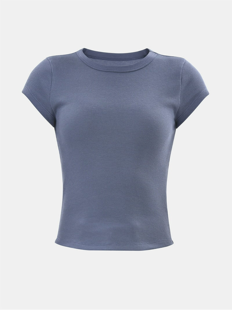 No Boundaries Waffle Tee, Women's | Walmart (US)