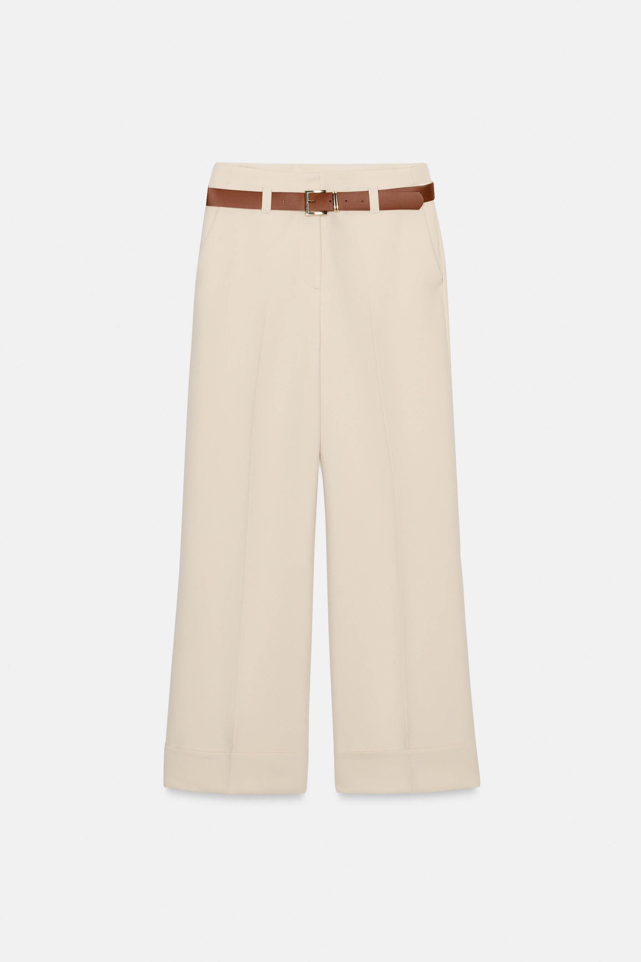 CUFFED HEM BELTED PANTS | Zara US