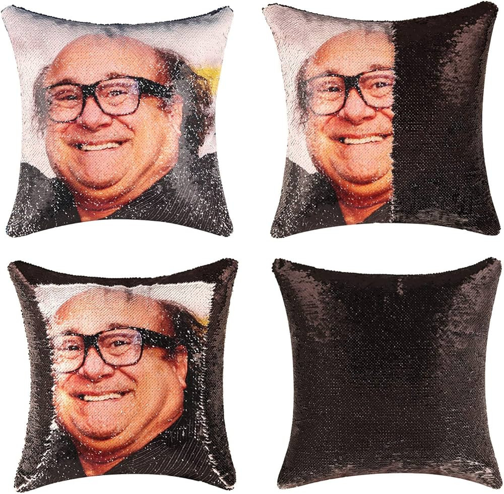 Hythillow Danny Devito Funny Sequin Throw Pillow Cover Magic Reversible Mermaid Sequin Pillow Cas... | Amazon (US)